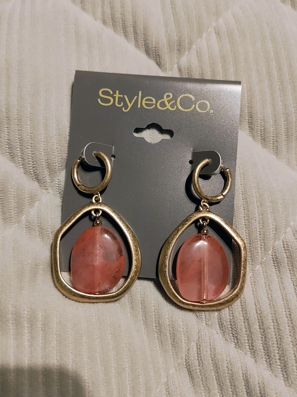 Style & Co. Gold-Tone Earrings with Pink Stone Drop